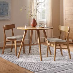 ARTICLE - Ecole Welsh Taupe Oak Dining Chair (4x) - Like New, Perfect Condition