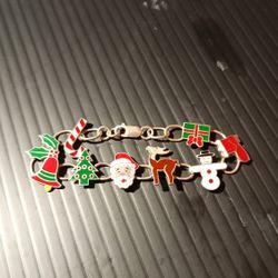 .925 Sterling Silver Christmas Bracelet 