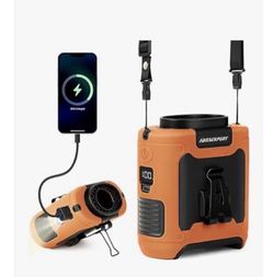 Portable multi-use fan with battery bank, new