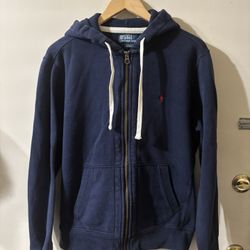 MENS AUTHENTIC RALPH LAUREN POLO HOODIE JACKET NAVY BLUE - SIZE LARGE
