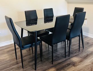 Black Dining Table Set – 6 Chairs