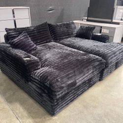 Black Sofa - Double Chaise Sectional