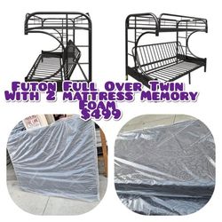Futon Bunkbed Full Over Twin With 2 Mattress 