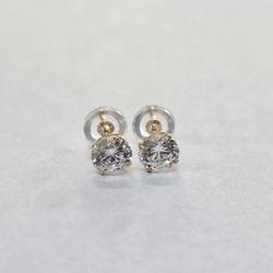 10kt Gold CZ Stone "April" Birthstone Earrings