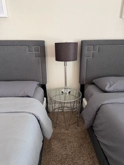 Modern Chrome Table Lamp with Black Drum Shade