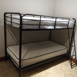 Twin Bunk bed and mattresses 