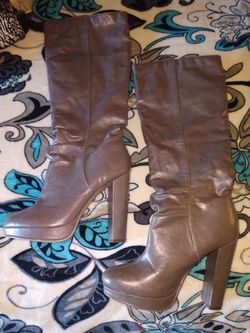 Grey Leather Boots