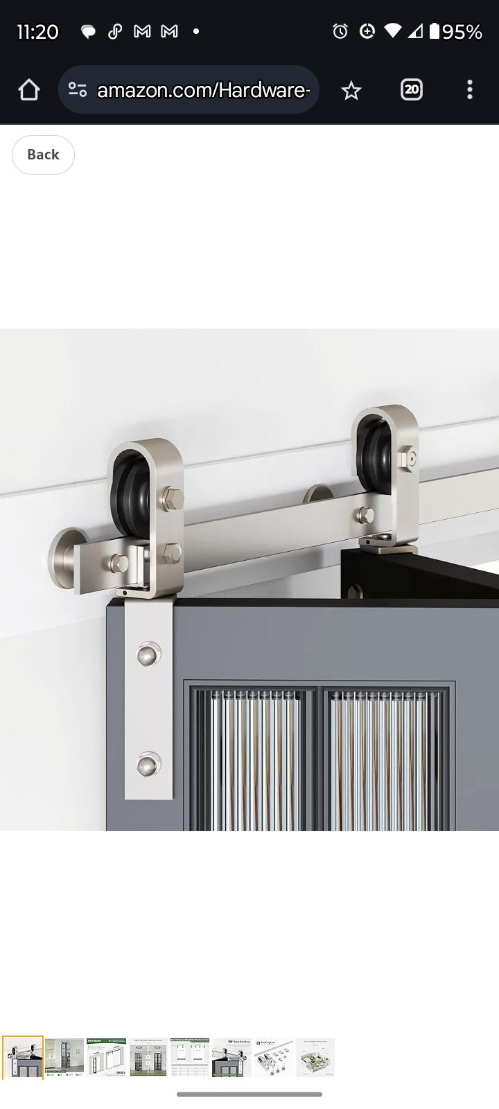 28 Inch Brushed Nickel Folding Sliding Barn Door Track Kit, Side Mounted Roller, Smooth & Quiet, Easy to Mount, Fits 12