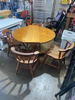 Vintage dining room table, pub table card table with four chairs
