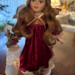 Vtg. Porcelain 16” Christmas Angel Doll