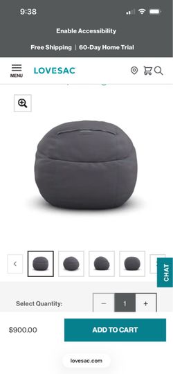 Lovesac The Big One Bean Bag w Cover
