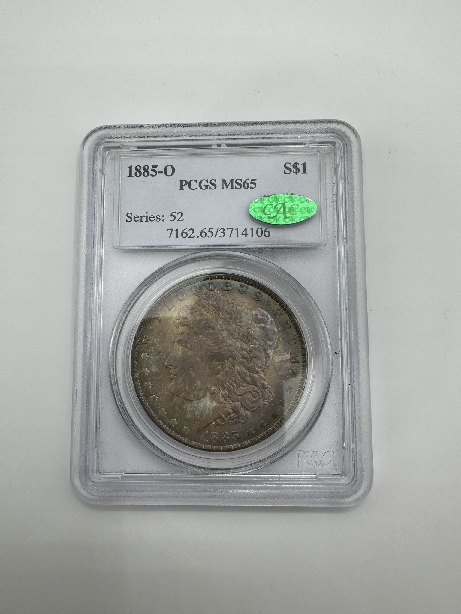 TONED 1885 O Morgan PCGS MS 65+CAC