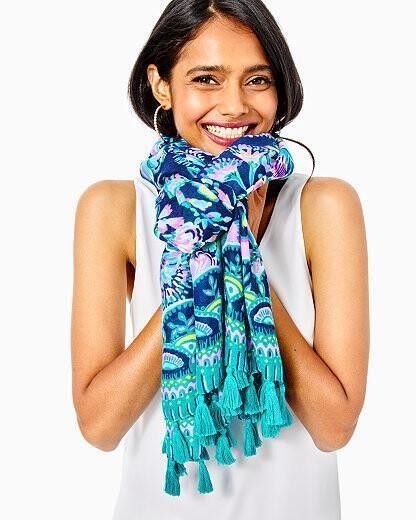 Lilly Pulitzer Resort Scarf High Tide Navy Shes Got Sol 007047 Wrap Beach Cover