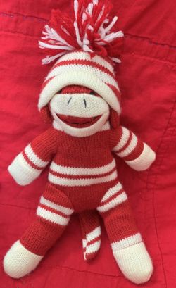 Sock Red and White Monkey