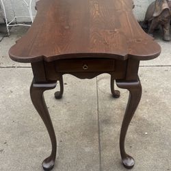 Vintage Queen Anne Style Cherrywood End Table with Drawer SOLD  AS IS  