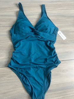 Women  Turquoise Padded Tummy Control Push One Piece Swim Suit  Holipick Size L