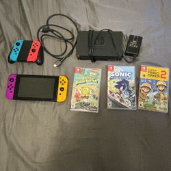 Nintendo Switch With 3 Games.