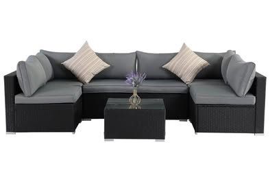 Assembled New 7-Piece Patio Furniture Set - Outdoor Sectional Sofa Set and Coffee Table