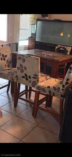 Square dining table and 4 chairs
