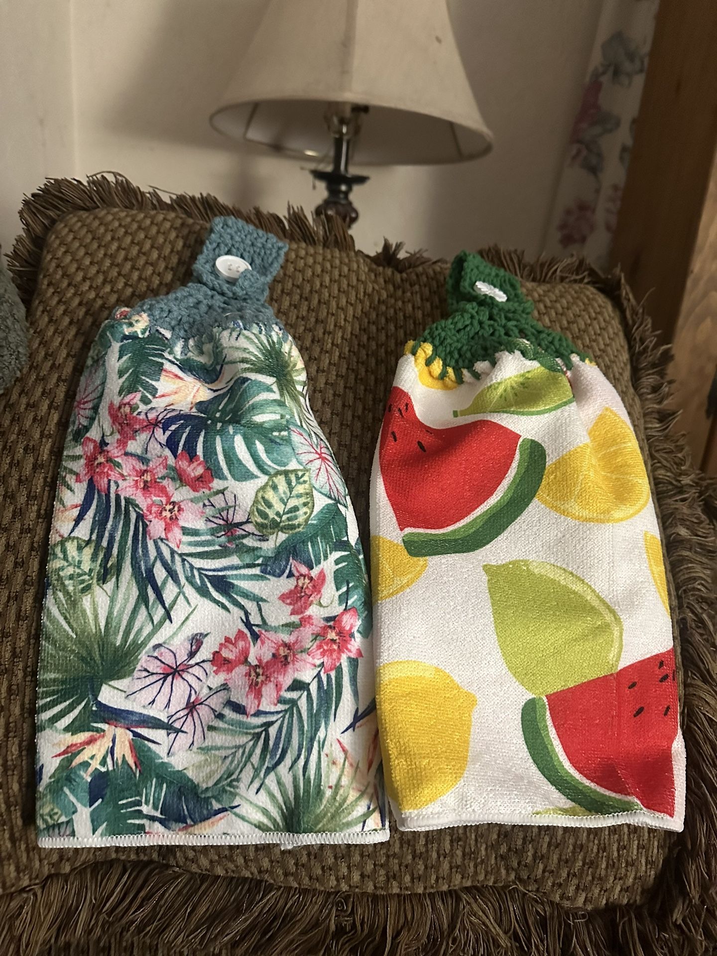 Handmade Floral And Watermelon Kitchen Towels On Full Towels