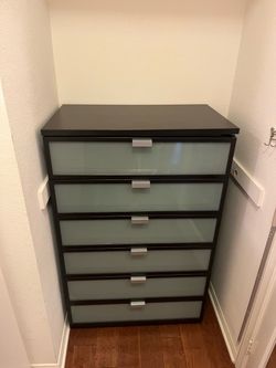 IKEA 6-Drawer Dresser Black with Frosted Glass