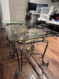 Wrought Iron and Glass Table