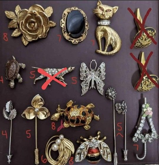 Assorted Vintage Brooches
