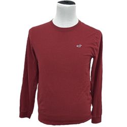 Hollister Men's Long Sleeve Tee T-Shirt Red Crew Neck Cotton Size M