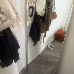 Floor Length Mirror With Arched Gold Trim 