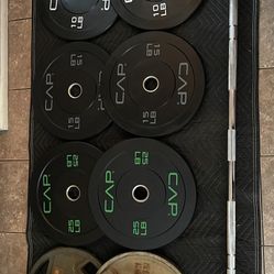 Olympic Bumper & Cast Iron Set With Titan Barbell