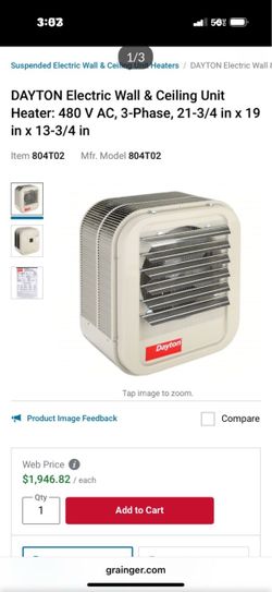 DAYTON 480volt, 3-phase Electric Heater New (open Box)