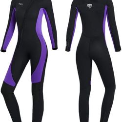 Wet Suits for Women Men Full Body 3MM Neoprene Wetsuit Diving Suit in Cold Water, Long Sleeves Front Zip Scuba Wetsuits One Piece Thermal Swimsuit for