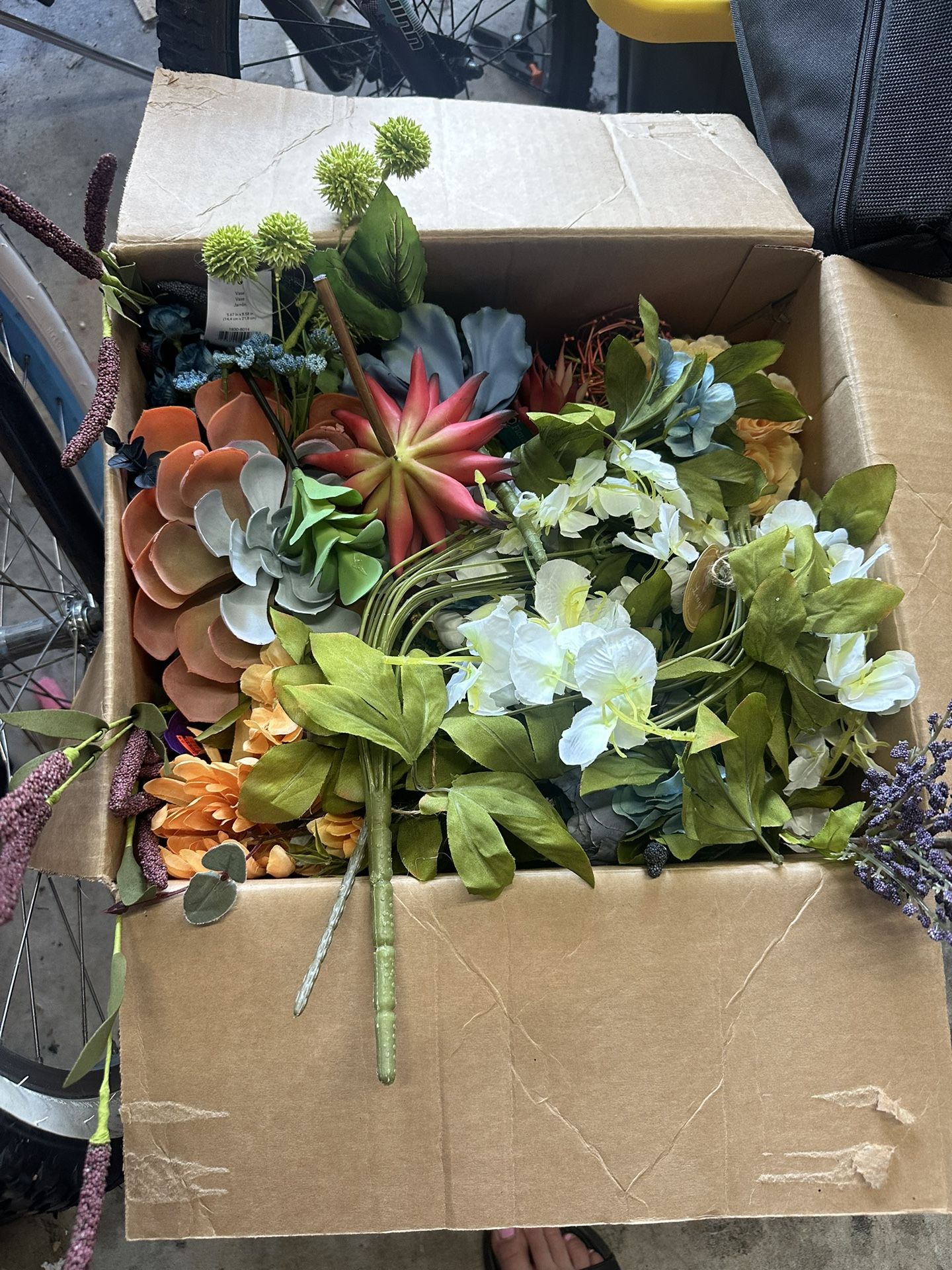 Box Of Misc. Fake Flowers