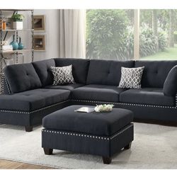 Black Sectional Sofa With Ottoman 