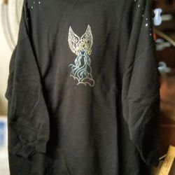 Swarzski Hand Applied Crystals Black  Sweatshirt 