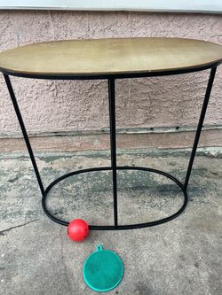 Oval Side Table with Metal Frame