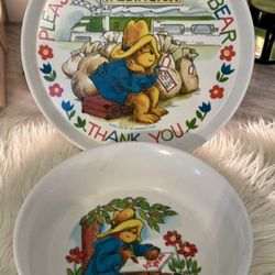 Vintage 1981 Paddington Bear dinnerware set by Eden Toys