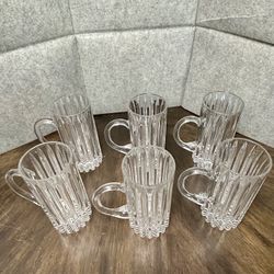Set of Six Vintage Crystal Beer Mugs