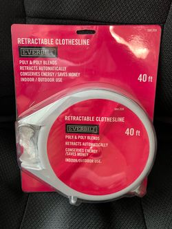 NEW Everbilt 40 ft Retractable Clothesline – Indoor/Outdoor (Unopened)