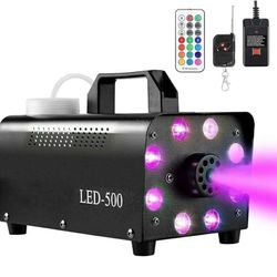 New Fog Machine with 8 LED Lights,Smoke Machine with 13 Colorful LED Lights Effect,500W and 2000CFM Fog with Remote Control,Indoor, Perfect for Hallow