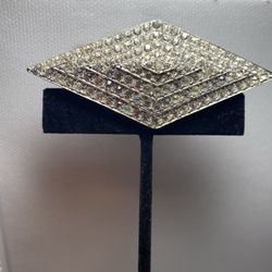 Vintage OPA Signed Rhombus Shape, With Rhinestones. Pin Brooch