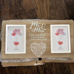 Wedding Gift Mr & Mrs Picture Frame Wood New