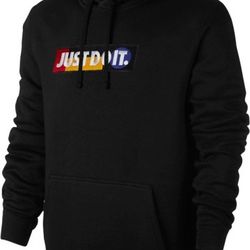 Nike Just Do It Box Logo Hoodie Black Men's Size Medium
