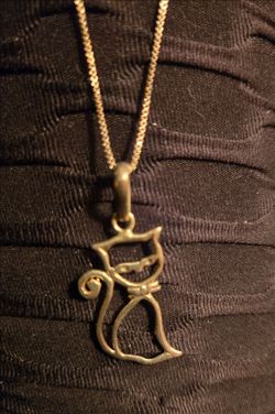 Cute Cat silhouette Sterling Silver with Silver chain Culver City area