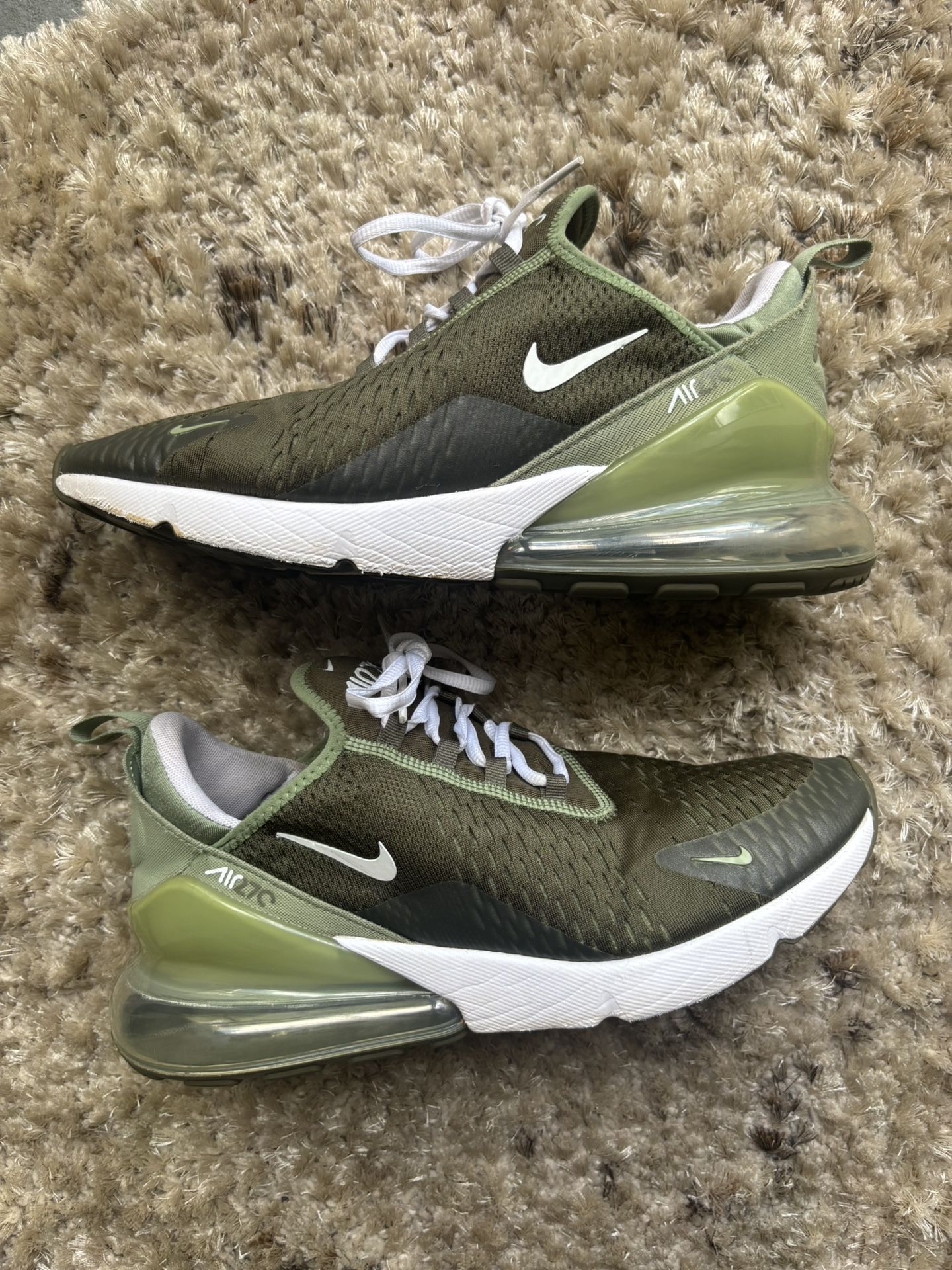 Nike Air Max 270 Medium Olive White Oil Green Men Size 11.5 