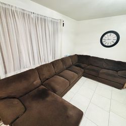 Chocolate Brown Sectional Sofa with Chaise 