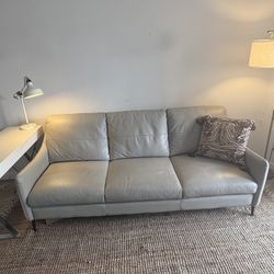 Modern Light Gray Leather Sofa 