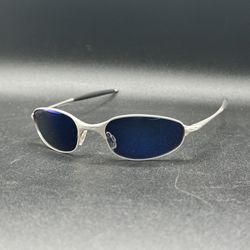 Y2K Oakley A Wire 2.0 Silver Frame Ice Iridium Lens 05-705 Spring Hinges TC E