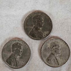 Set of 3 - 1943 Steel War Pennie’s- Only produced 1 year