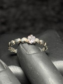 New 925 Sterling Silver Forever Love Heart Promise Ring w/ CZ Gem, Size 8.5